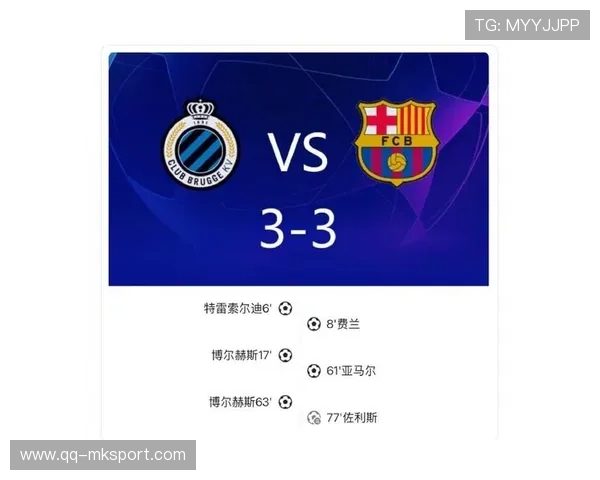 巴萨防线漏洞频现,布鲁日3-3逼平巴萨,晋级形势不容乐观,巴萨不败纪录